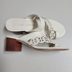Tory Burch Tiny Miller Toe Ring Block Heels Sandals Size 8.5.